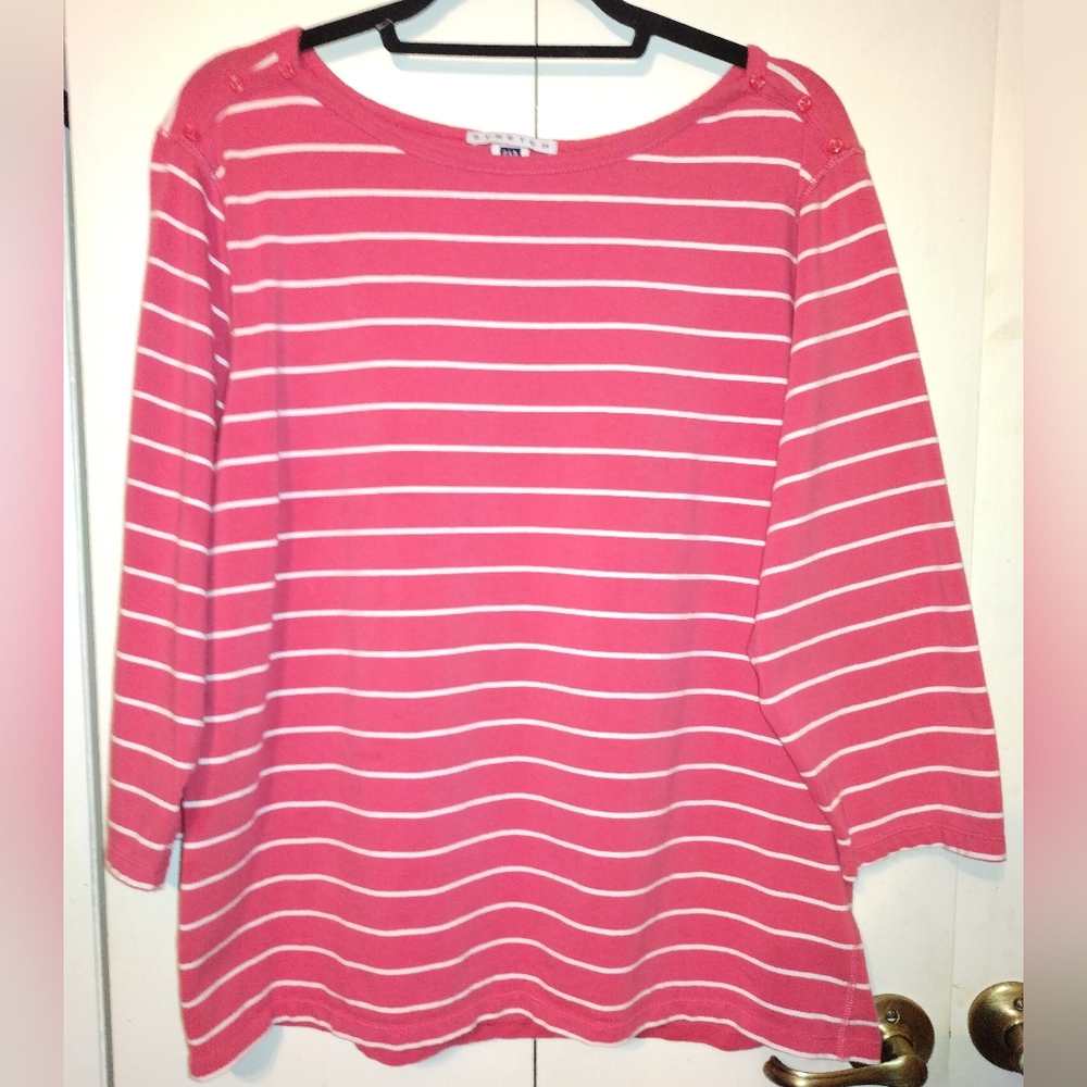 Plus Size Pink Striped Gap Stretch XXL Blouse!